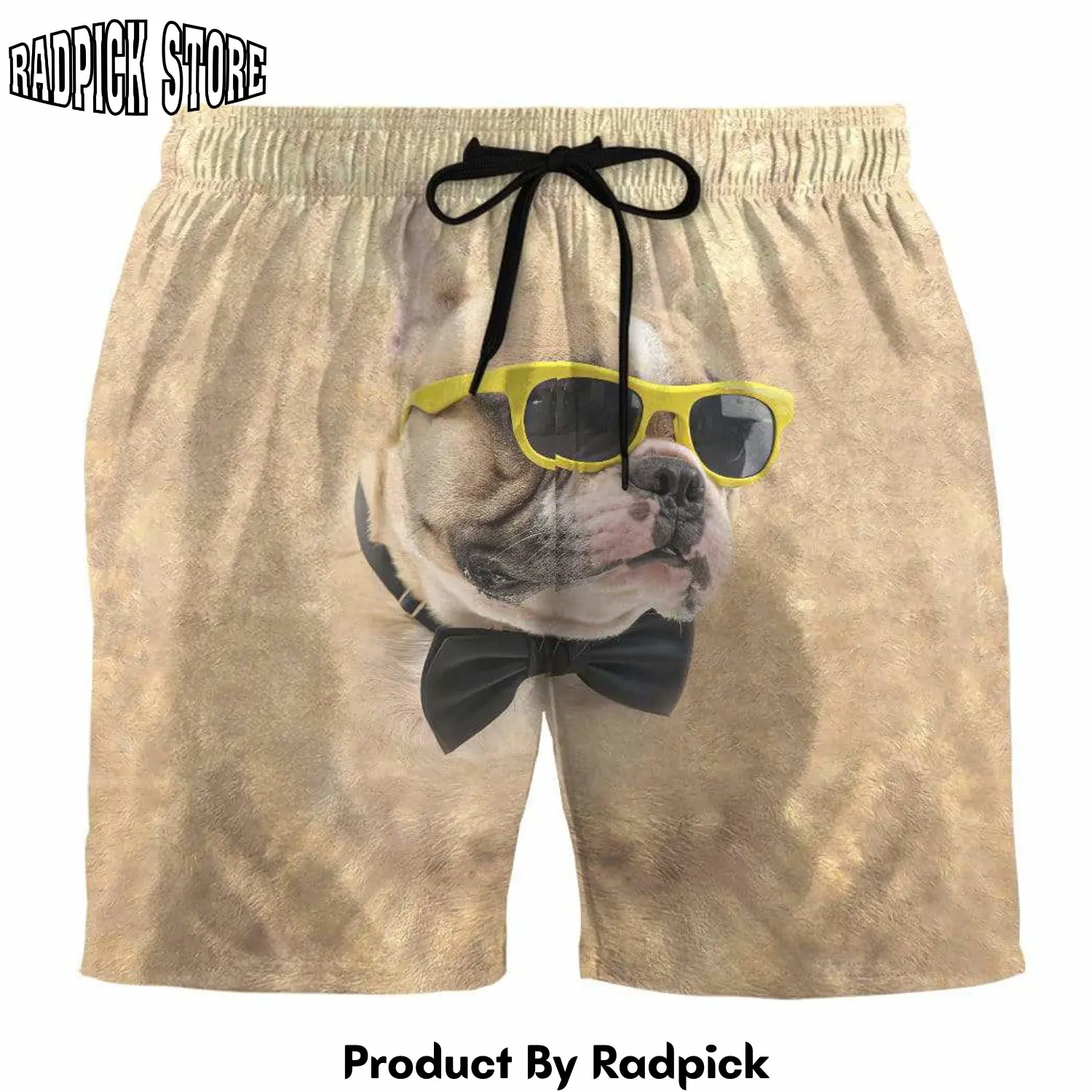 Radpick 3d glasses and tie bulldog custom summer beach shorts swim trunks rp631487